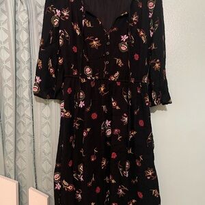 Floral Black Dress